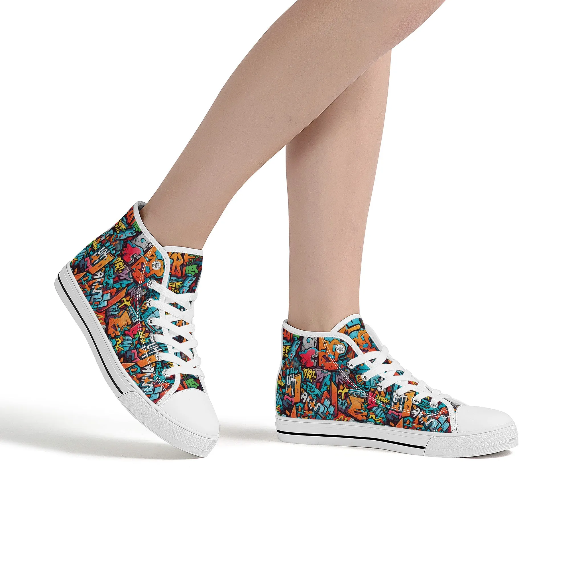 3D Abstract Street Art Graffiti  Converse Style High Tops