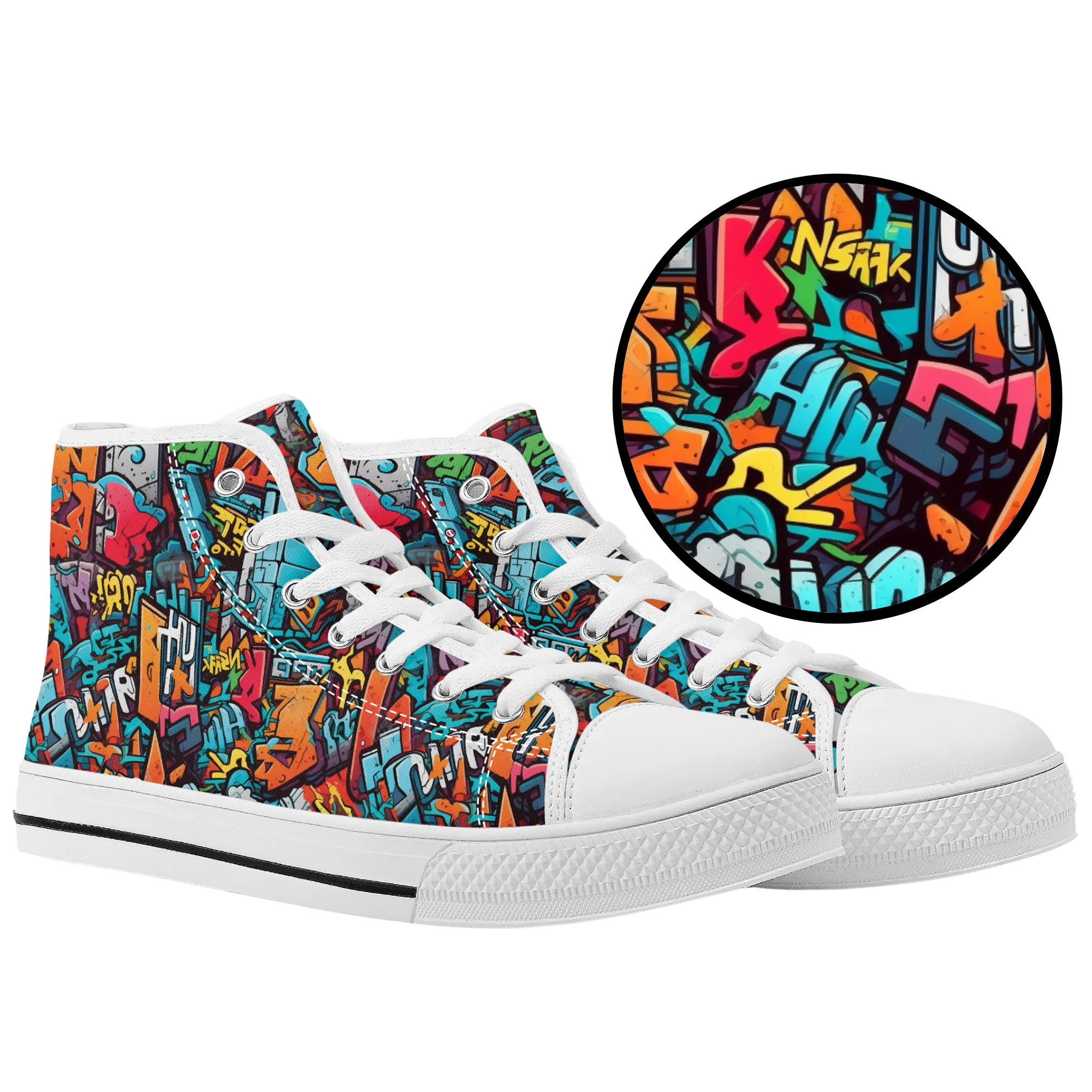3D Abstract Street Art Graffiti  Converse Style High Tops