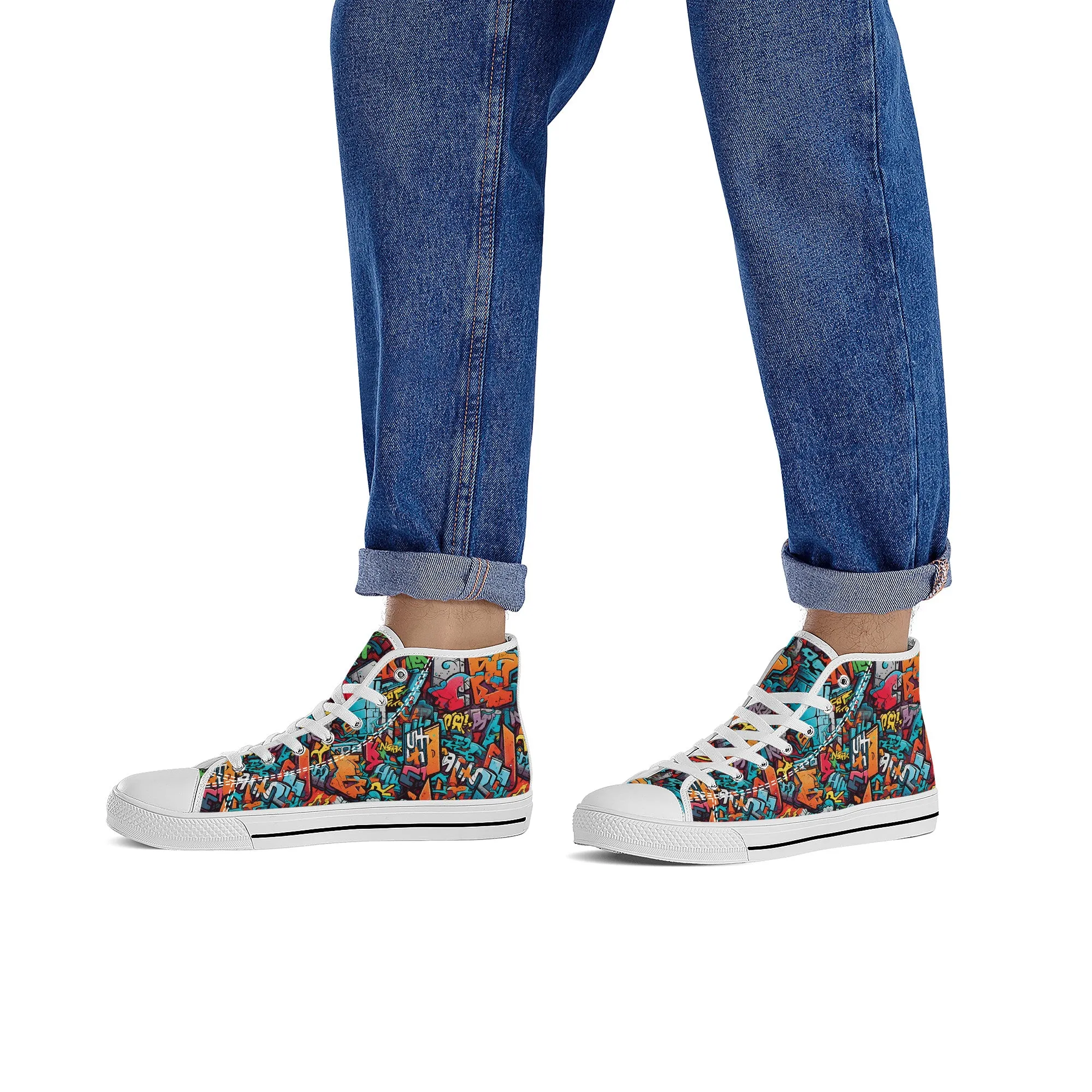 3D Abstract Street Art Graffiti  Converse Style High Tops