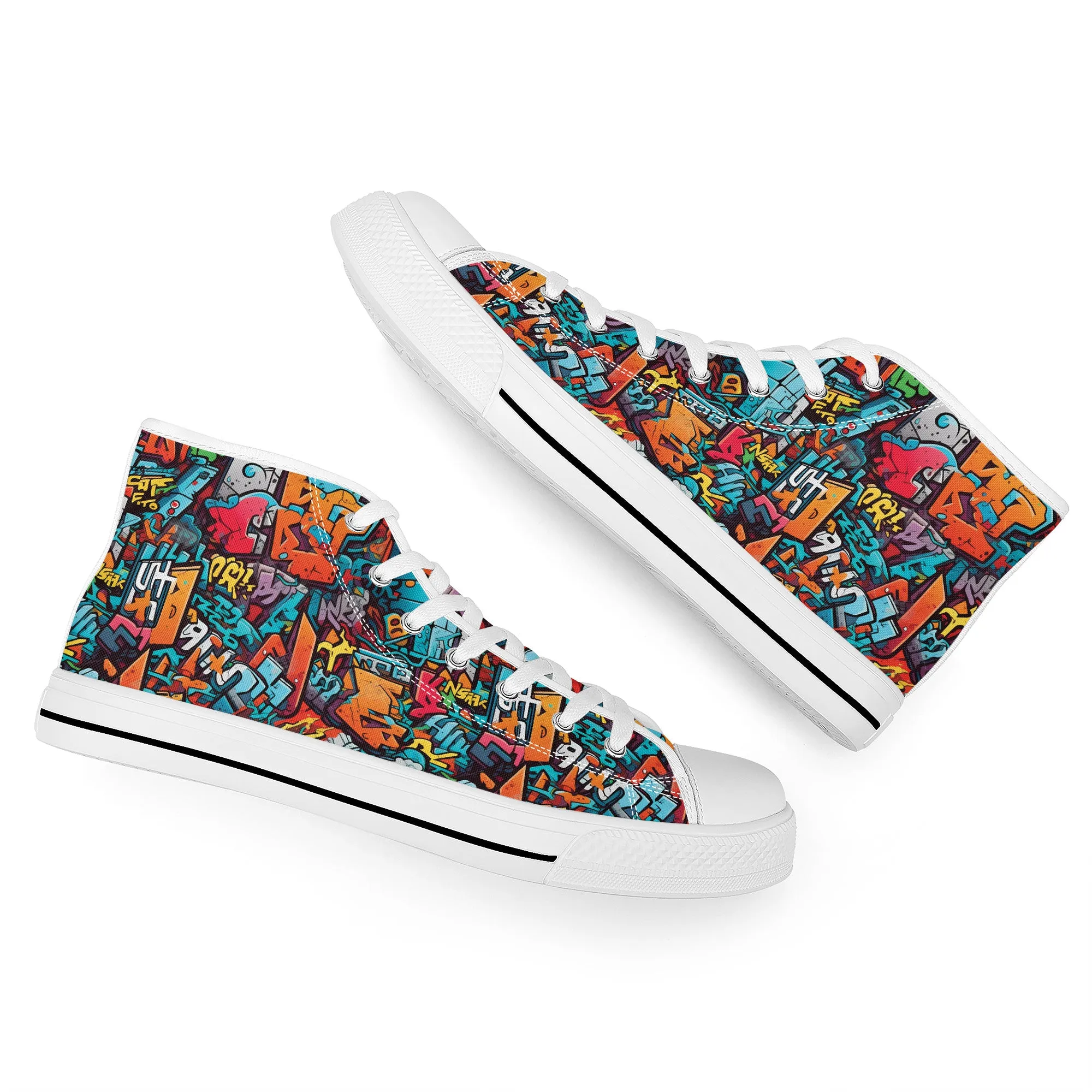 3D Abstract Street Art Graffiti  Converse Style High Tops