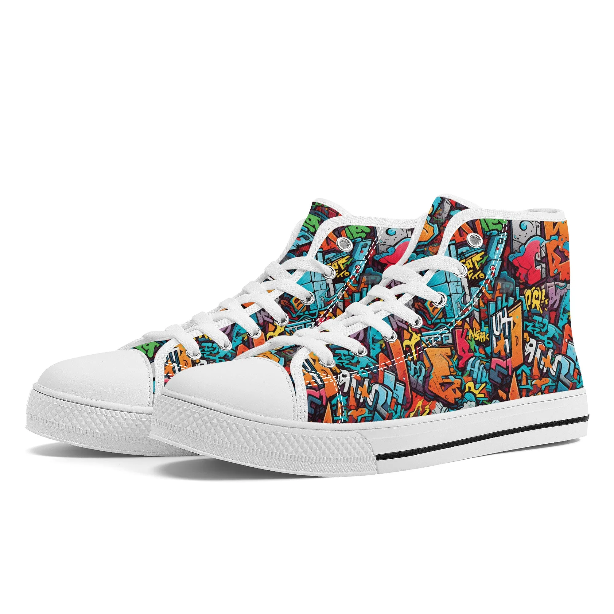 3D Abstract Street Art Graffiti  Converse Style High Tops