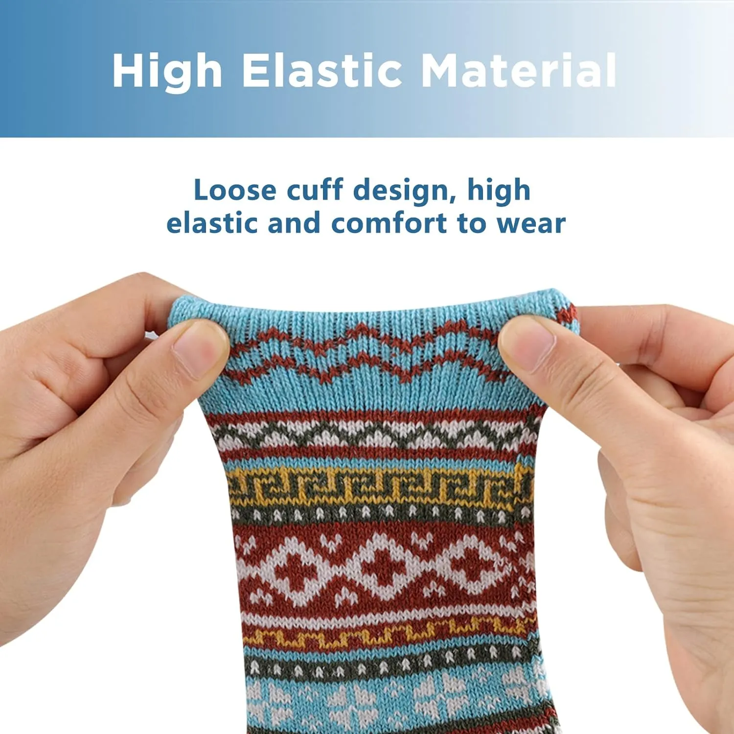 5 Pack Womens Wool Socks Winter Soft Warm Cold Knit Wool Crew Socks Thick Cozy Socks Gifts for Women One Size