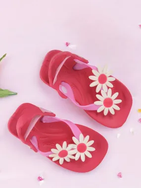 Adorable Daisy Design Sandals for Girls - Fuchsia and Pink