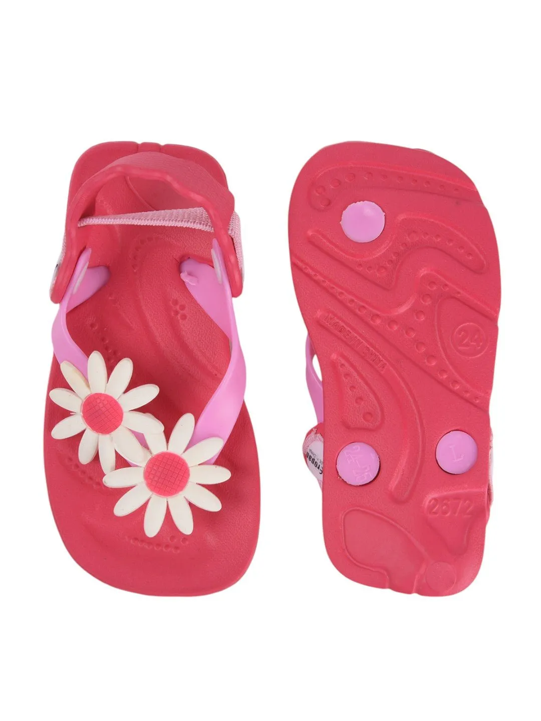 Adorable Daisy Design Sandals for Girls - Fuchsia and Pink
