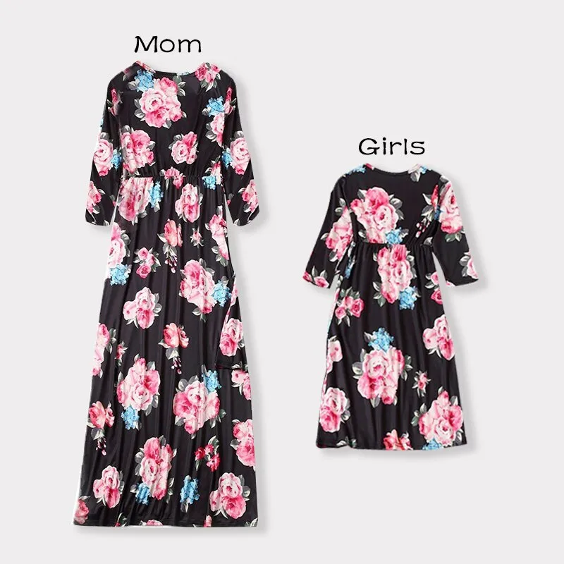 Autumn Mommy And Me Clothes Sweet Printing Dresses For Girls Woman