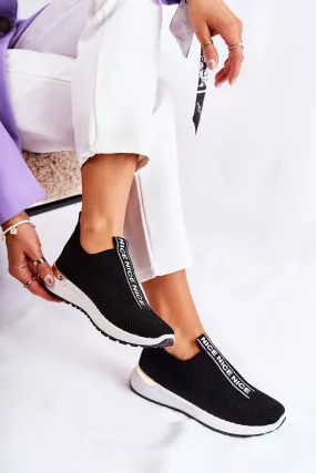 Black Rubber Sole Slip-on Sport Shoes