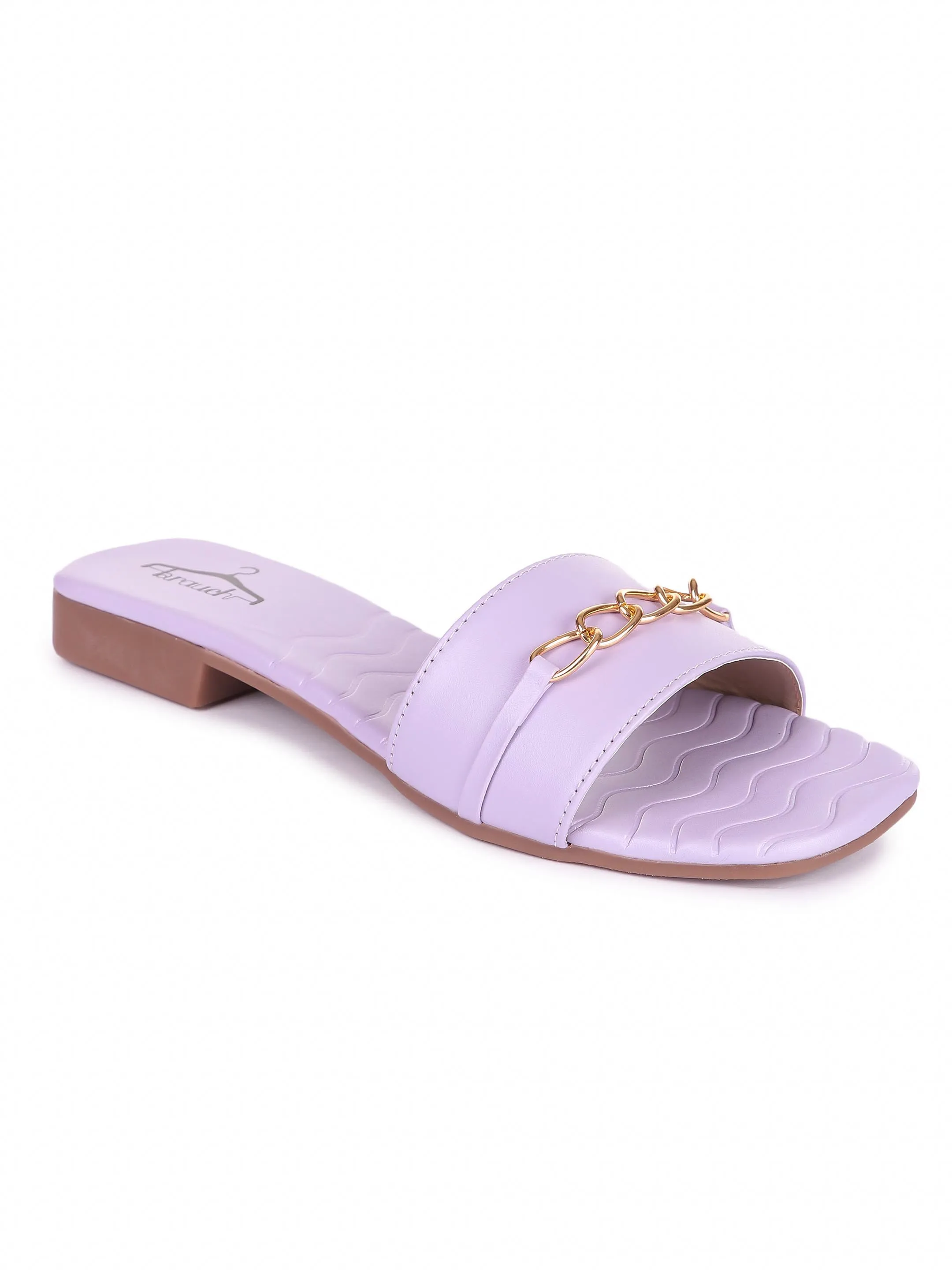 Brauch Lavender Buckle Strap Patterned Flats