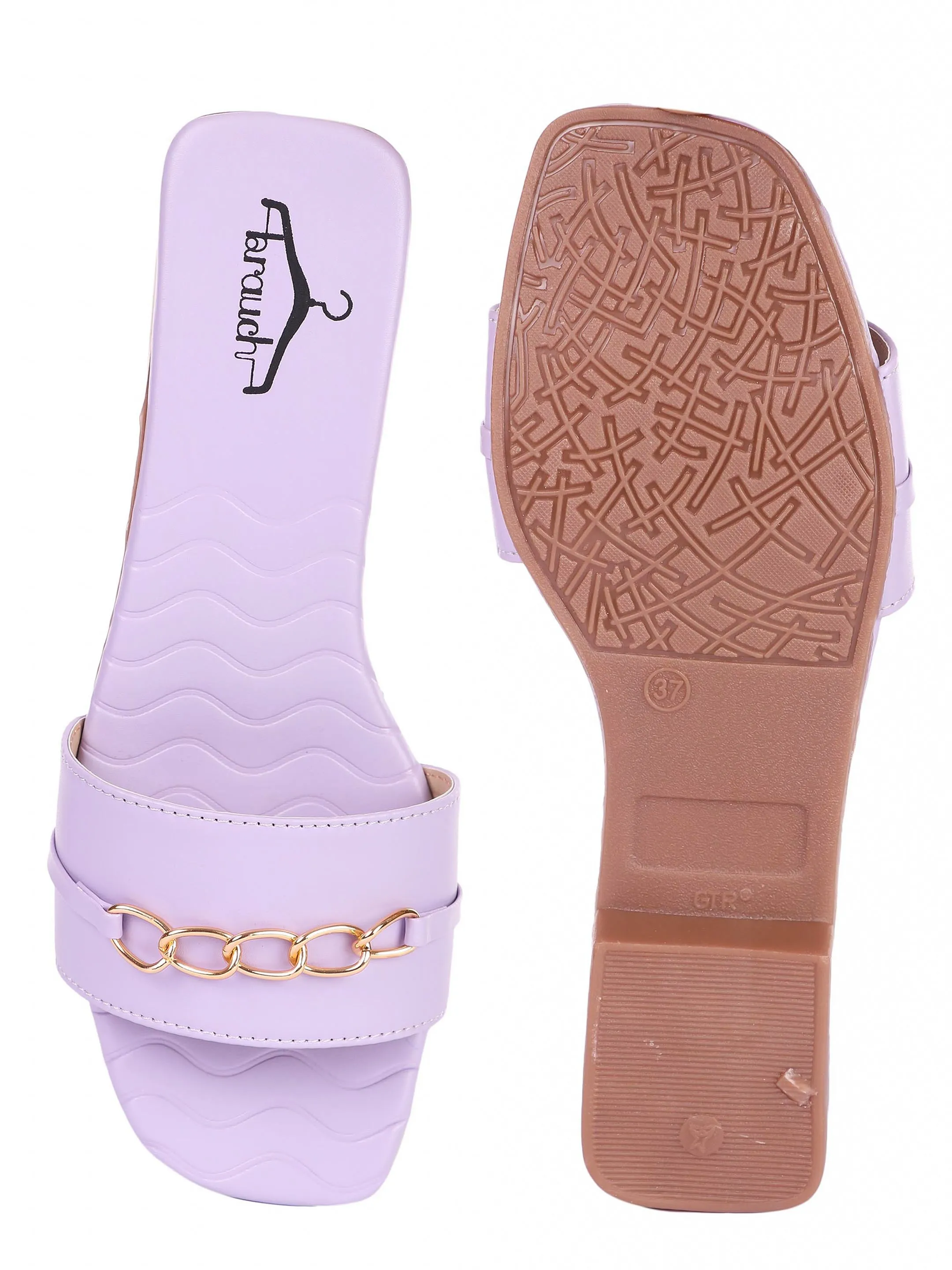 Brauch Lavender Buckle Strap Patterned Flats