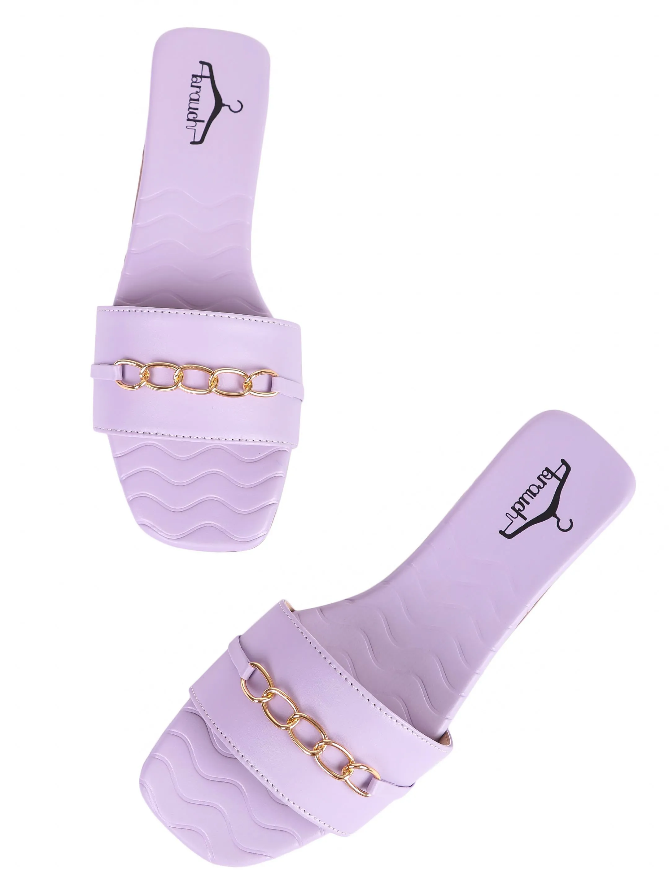 Brauch Lavender Buckle Strap Patterned Flats