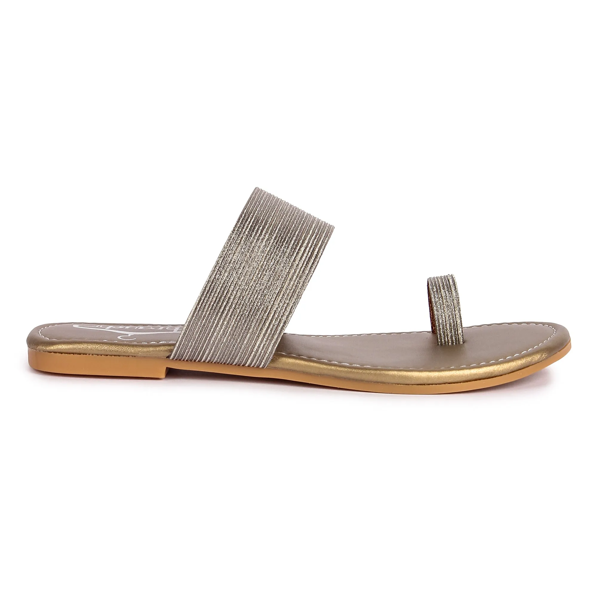 Brauch Women's Copper Thumb Glitter Strap Flats