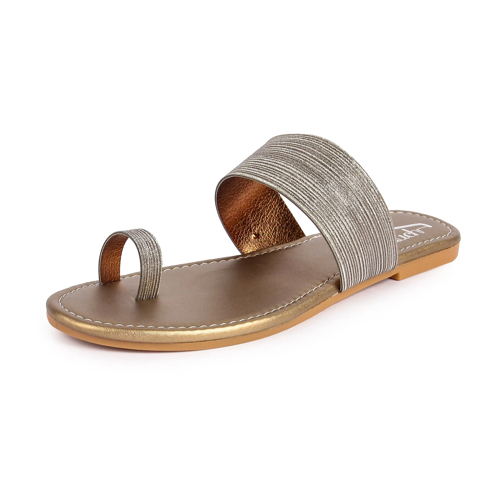 Brauch Women's Copper Thumb Glitter Strap Flats