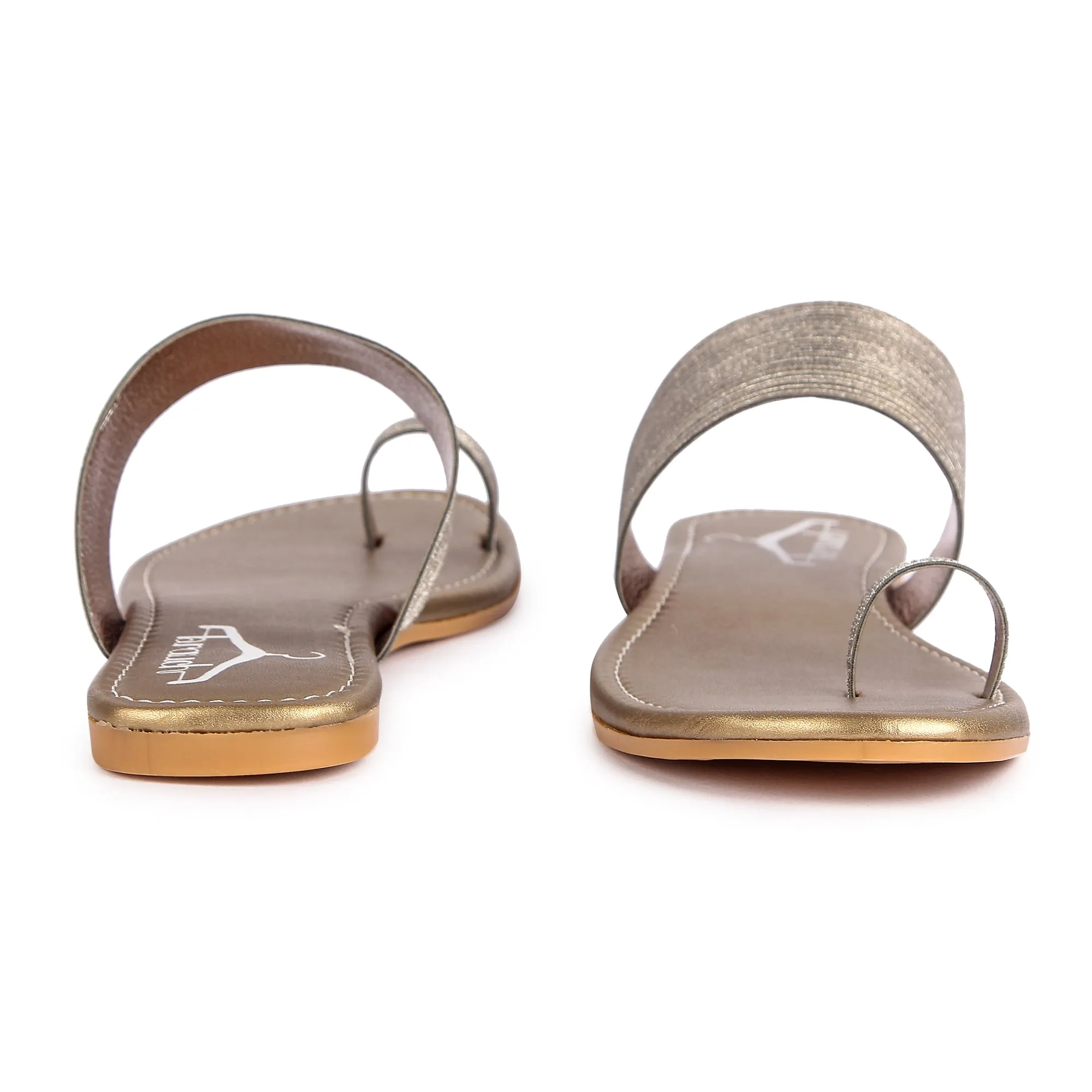 Brauch Women's Copper Thumb Glitter Strap Flats