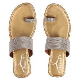 Brauch Women's Copper Thumb Glitter Strap Flats