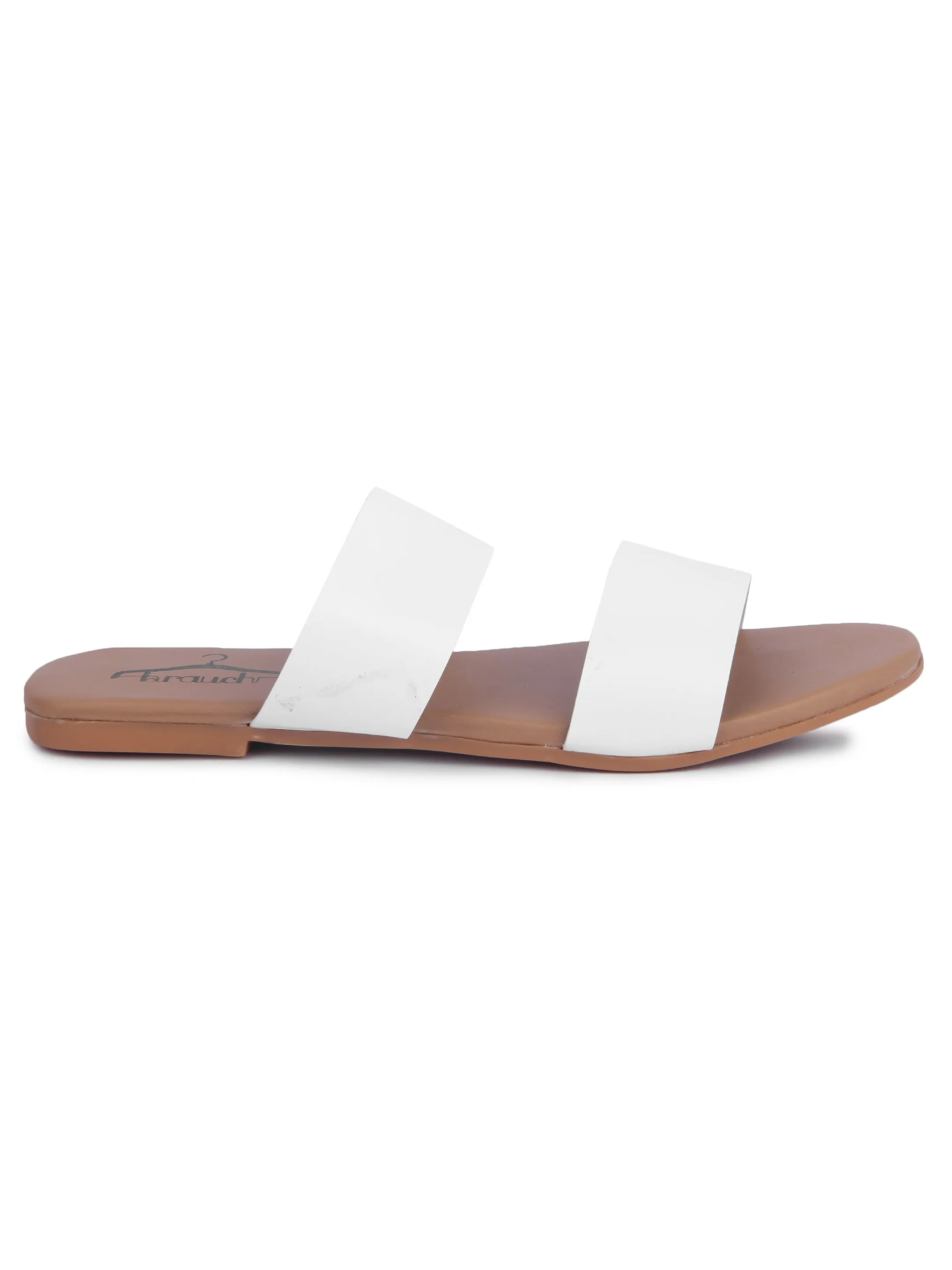 Brauch Women's White Strap Flats