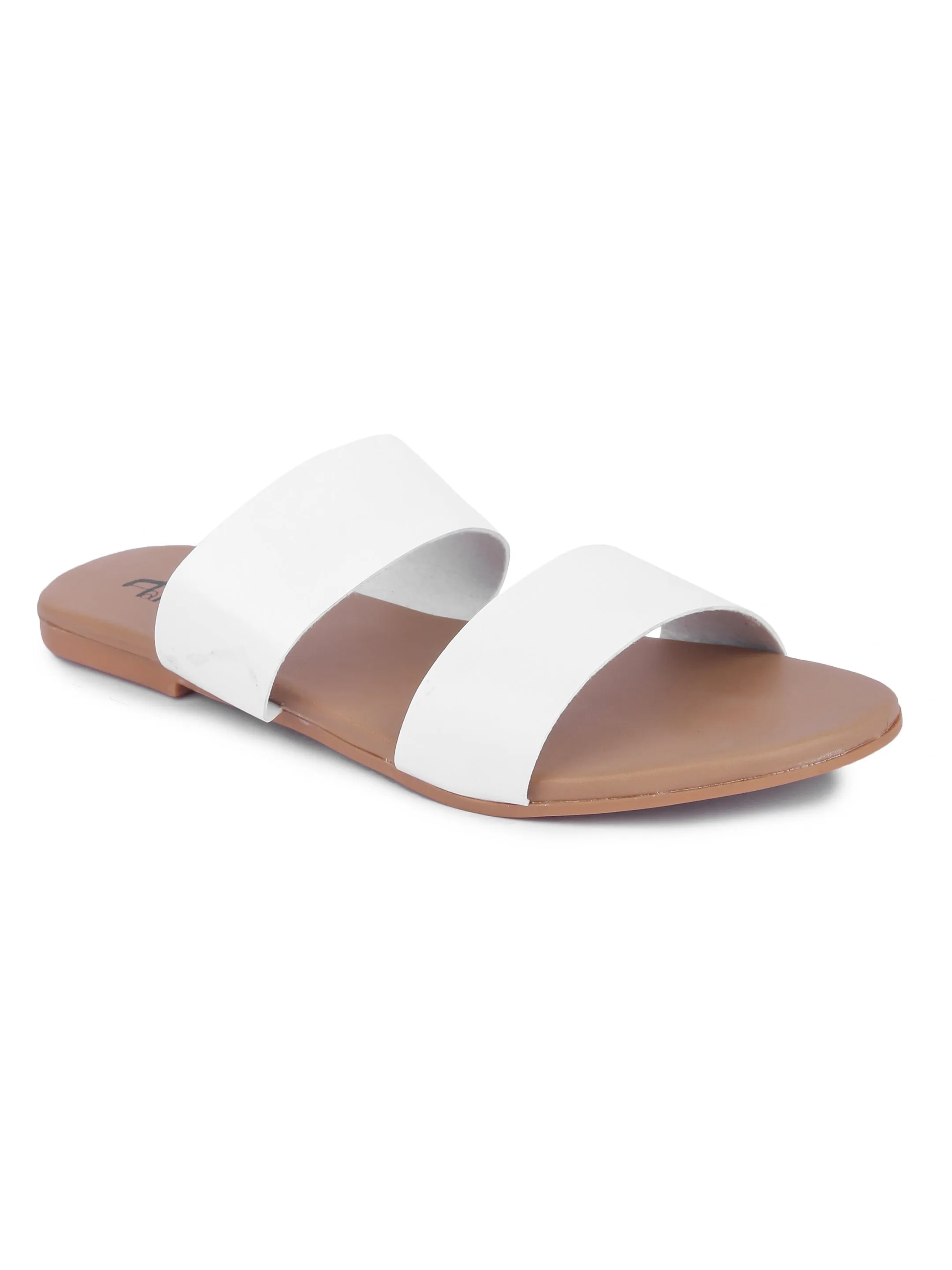 Brauch Women's White Strap Flats