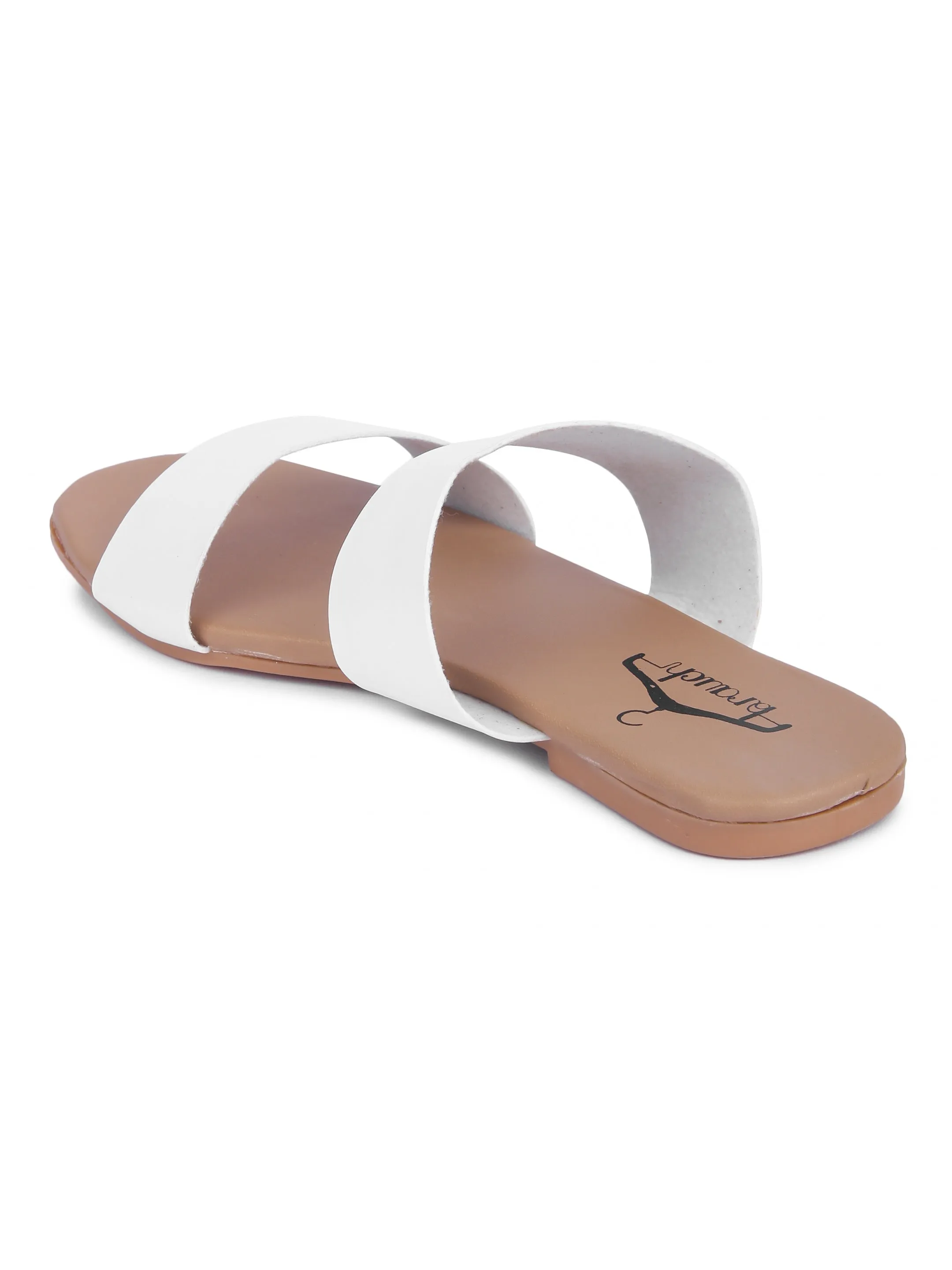 Brauch Women's White Strap Flats