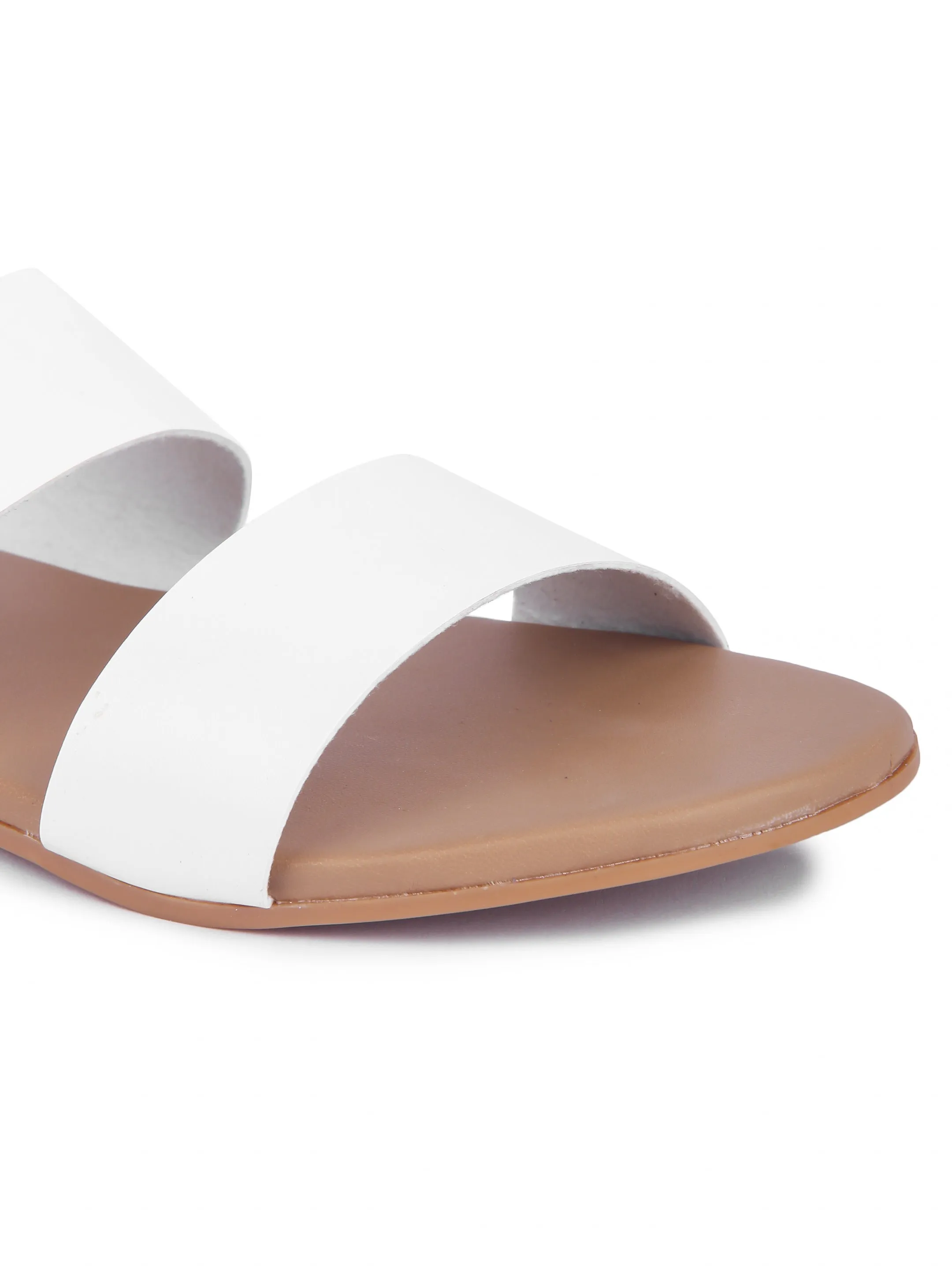 Brauch Women's White Strap Flats
