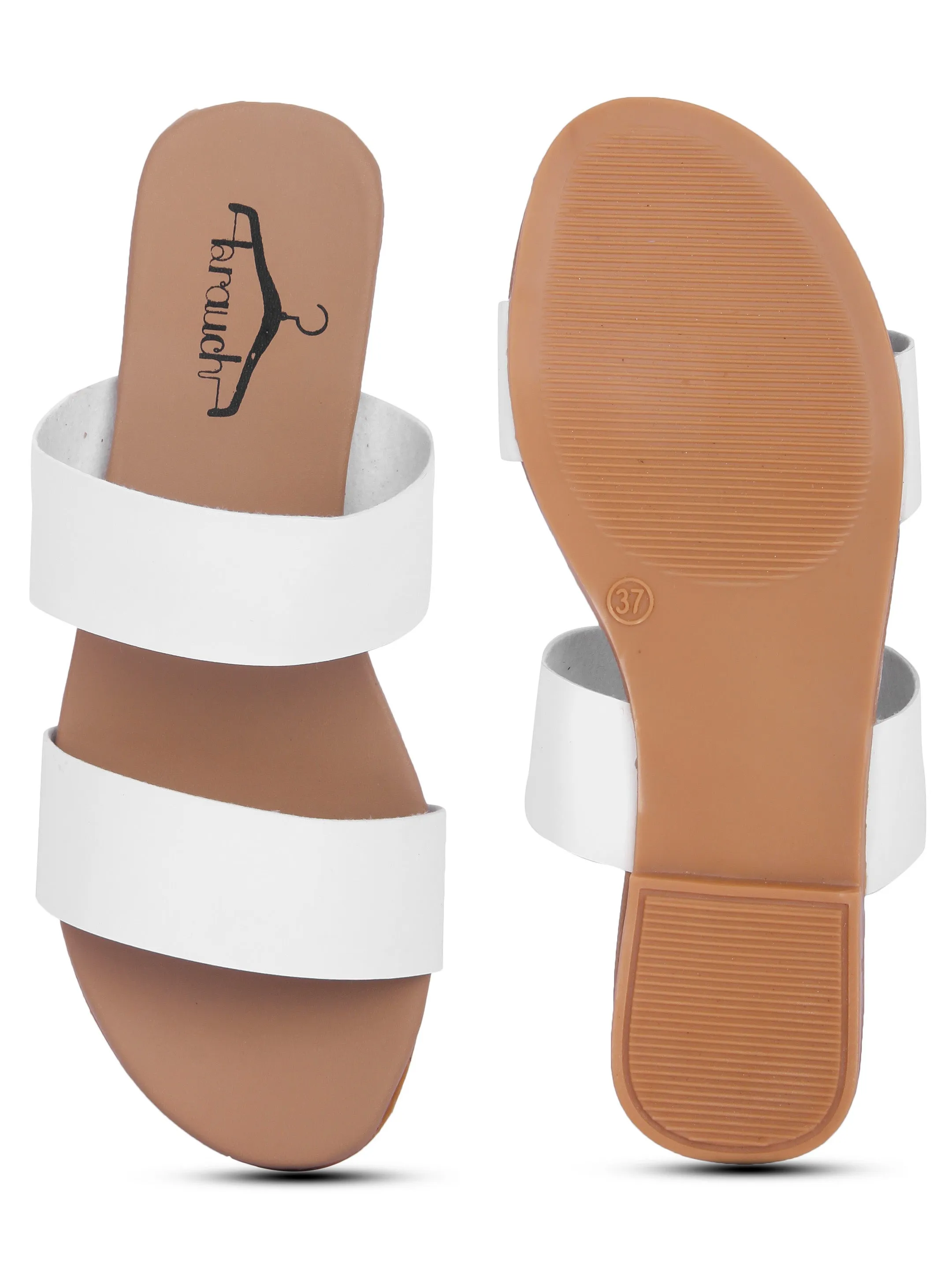 Brauch Women's White Strap Flats