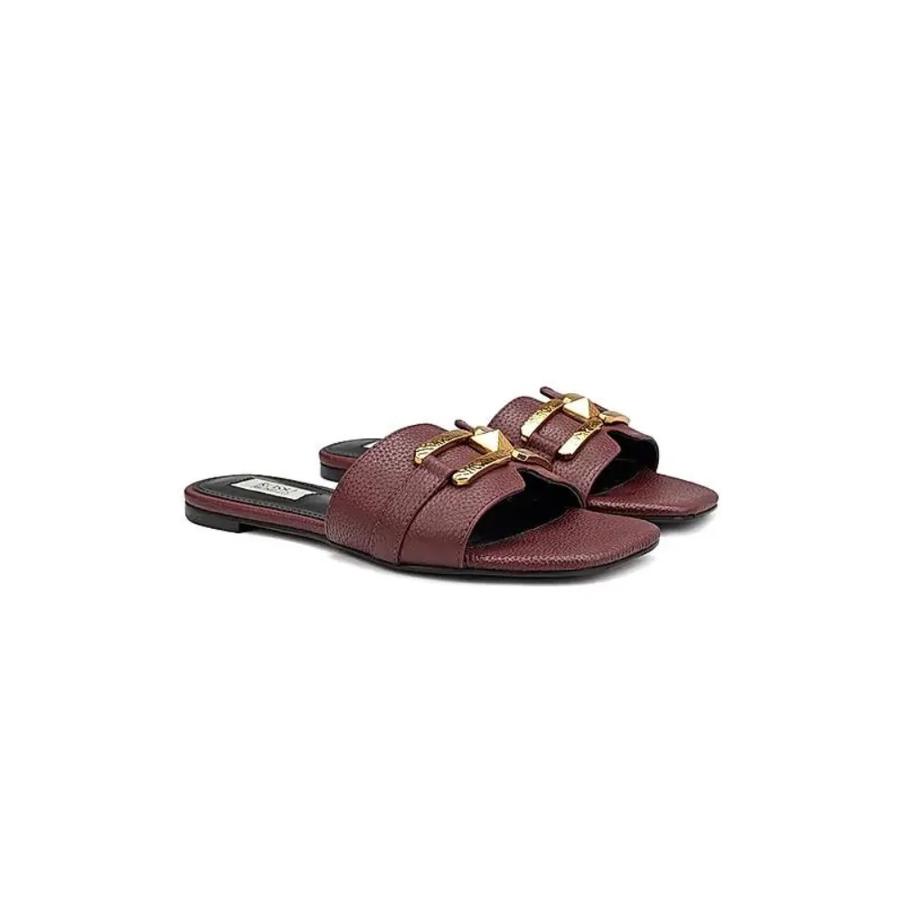 Burgundy Sliders With Gold Embellishment
