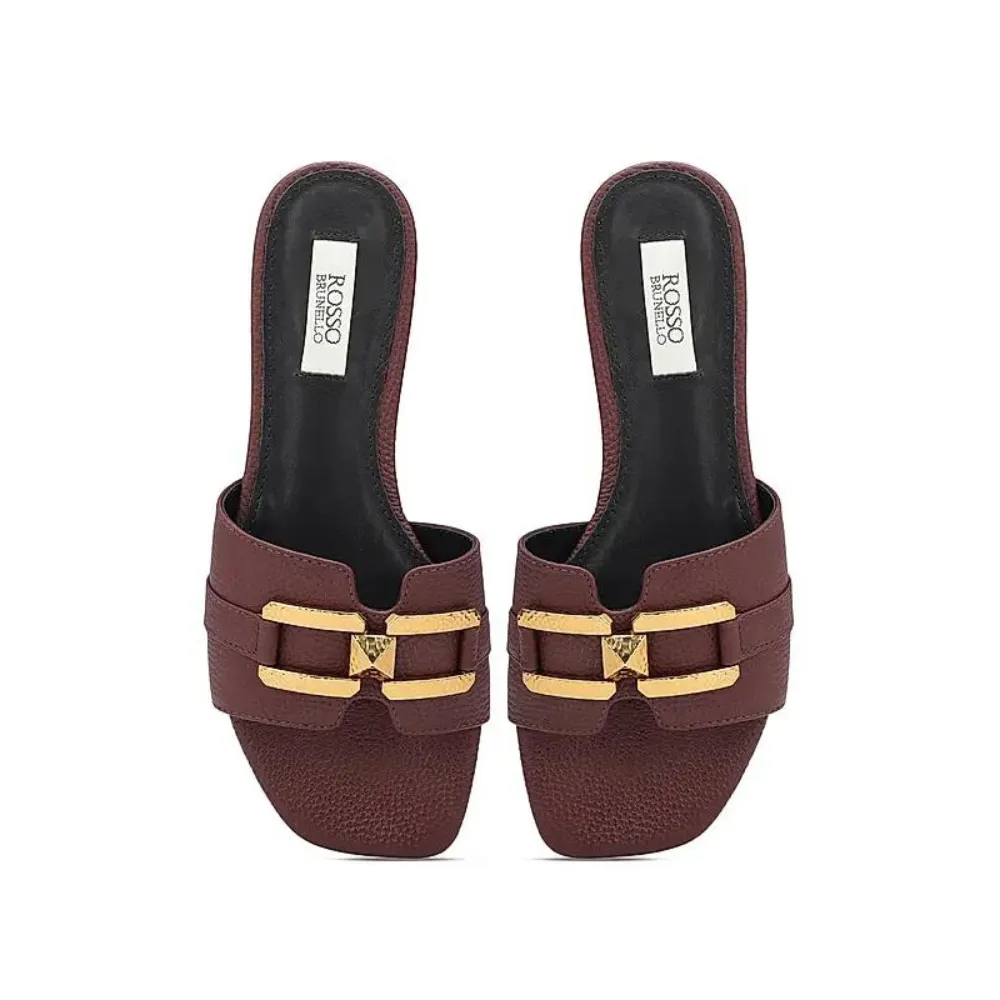 Burgundy Sliders With Gold Embellishment