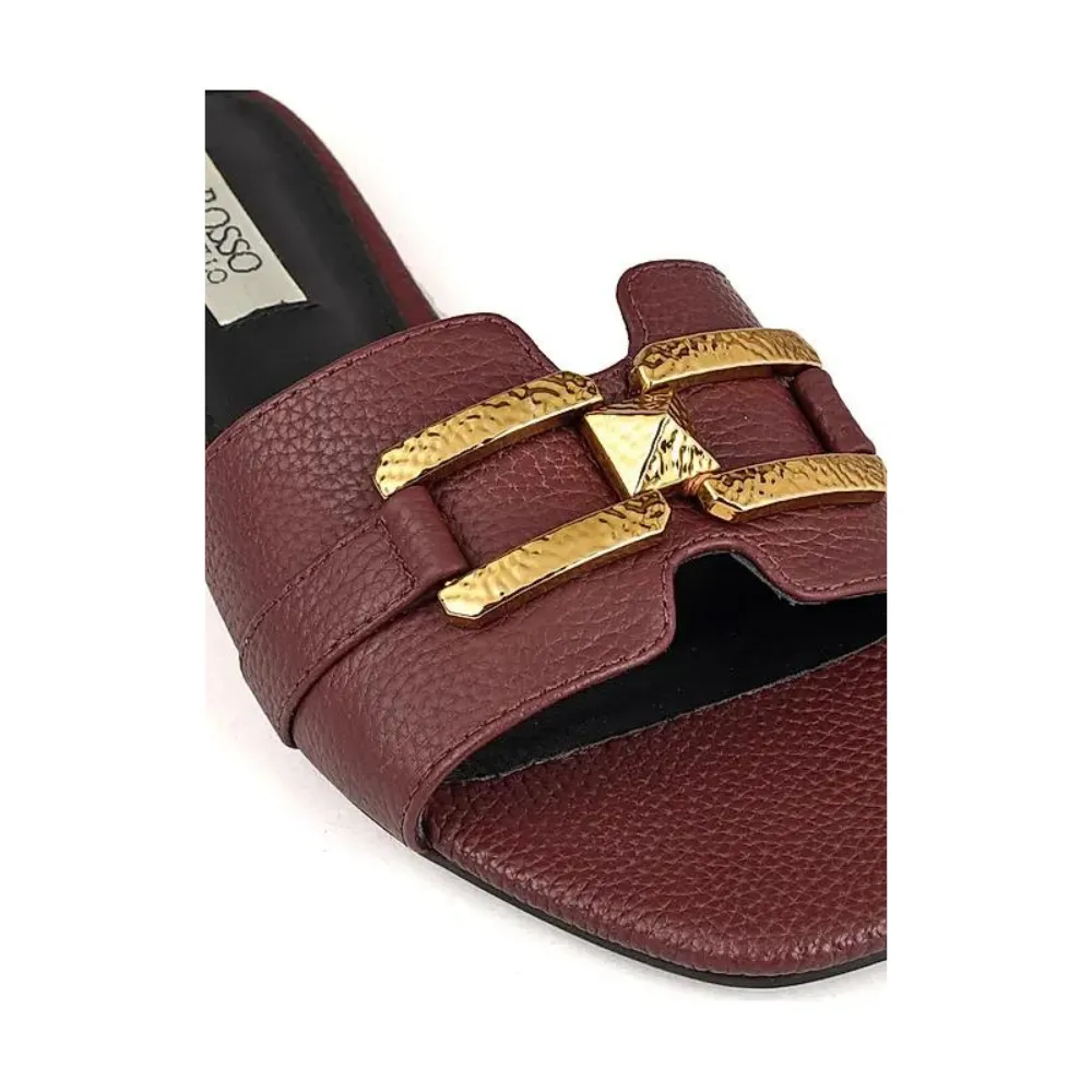 Burgundy Sliders With Gold Embellishment