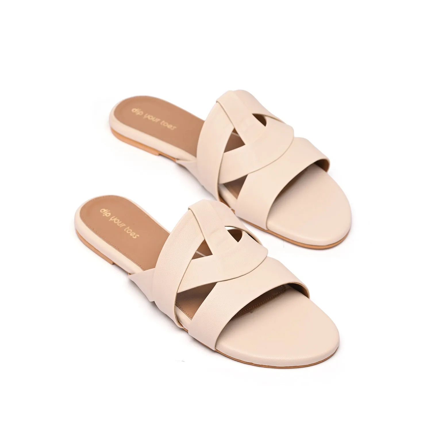 Chalk Flat Cross-Strap Sandals