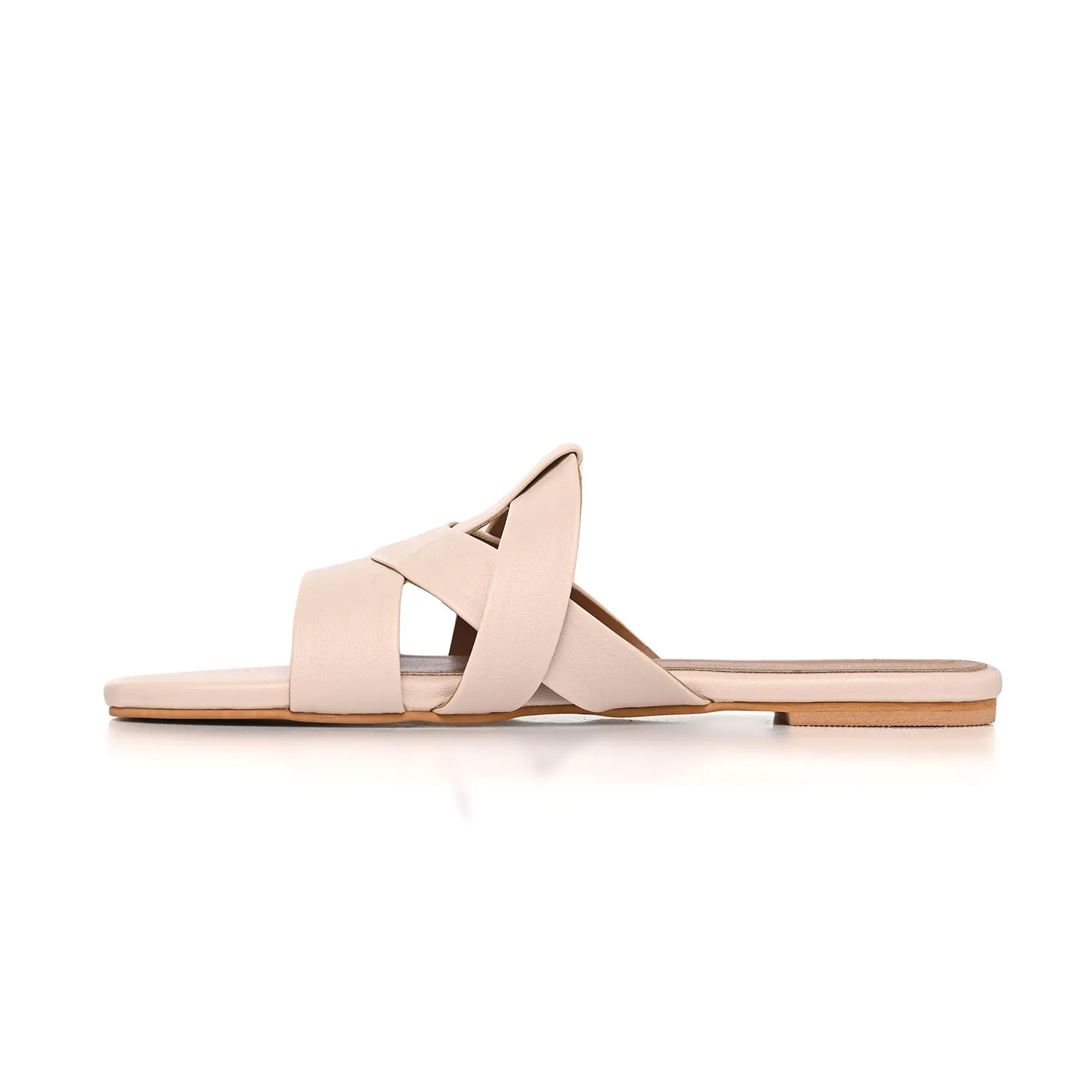 Chalk Flat Cross-Strap Sandals