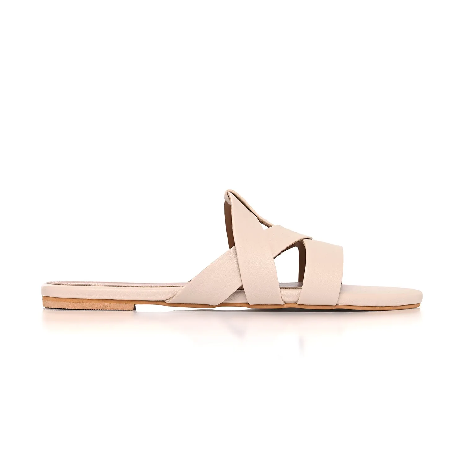 Chalk Flat Cross-Strap Sandals