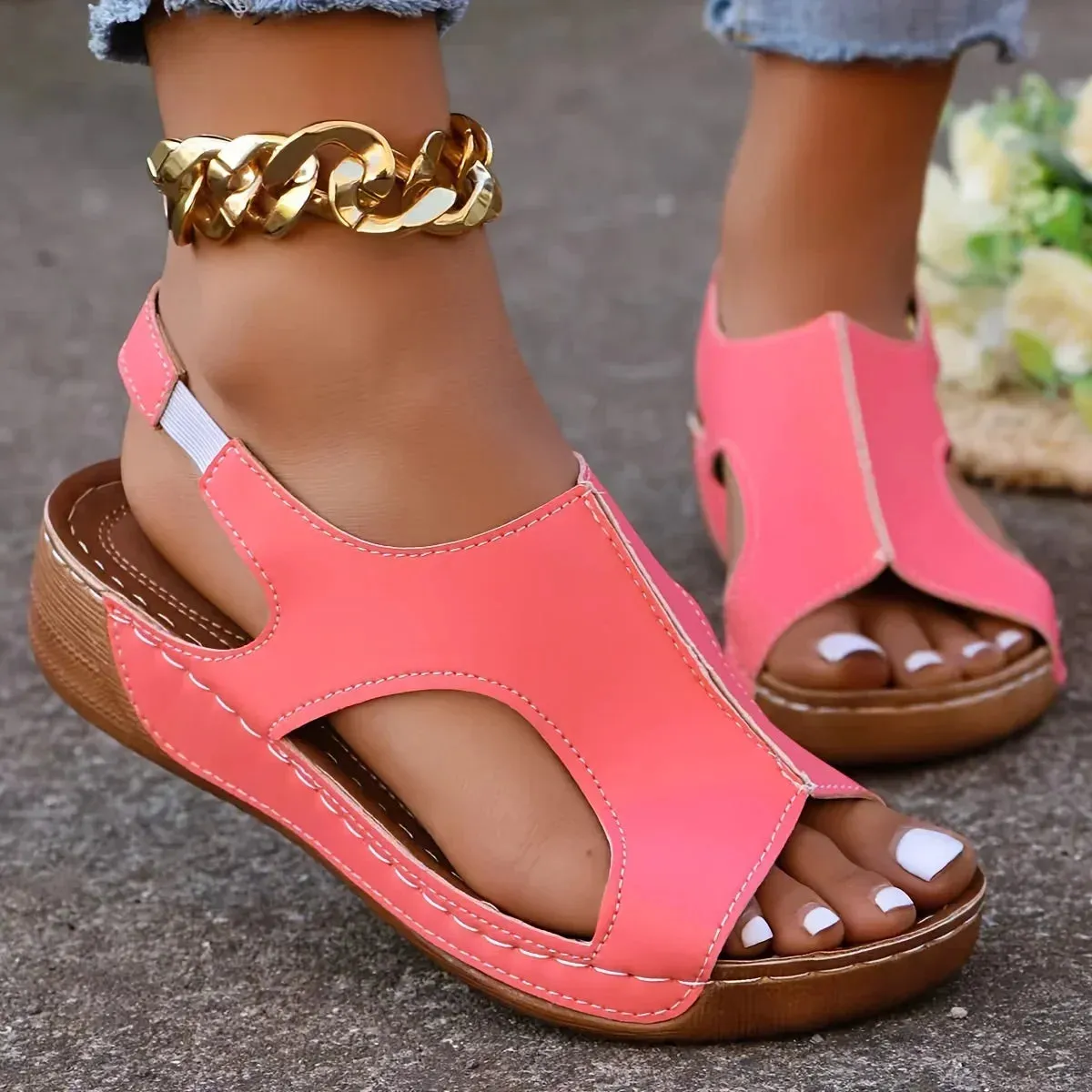 Chic Peep Toe Wedge Sandals for Women