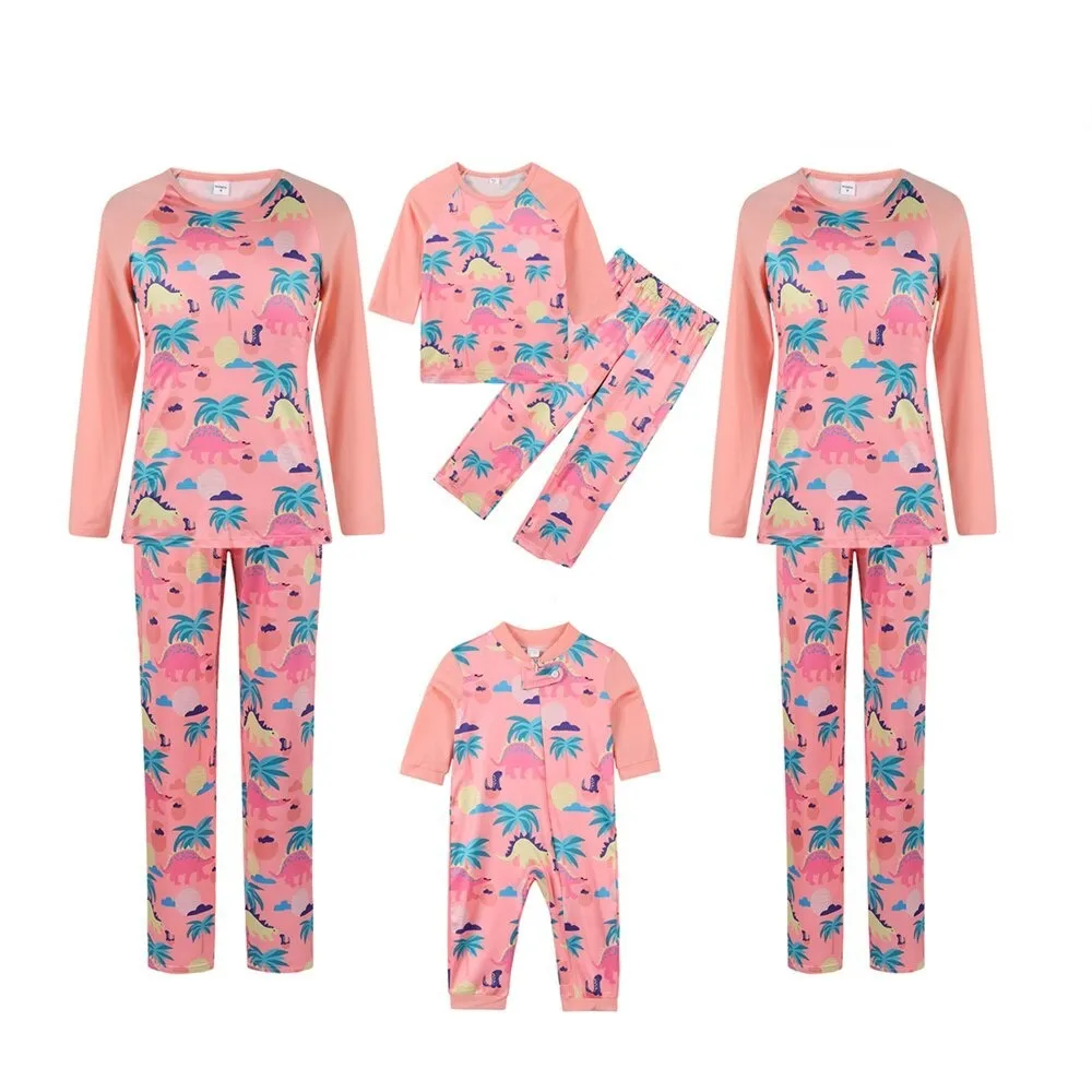 Christmas Beach Dinos Family Matching Pajama Set