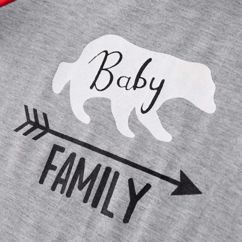 Christmas Family Bear Print and Snowflake Pants Matching Pajamas Set