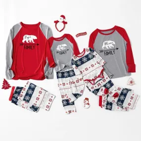 Christmas Family Bear Print and Snowflake Pants Matching Pajamas Set