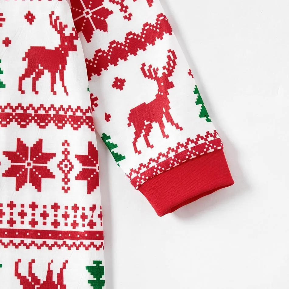 Christmas Reindeer and Snowflake Patterned Family Matching Pajamas Set