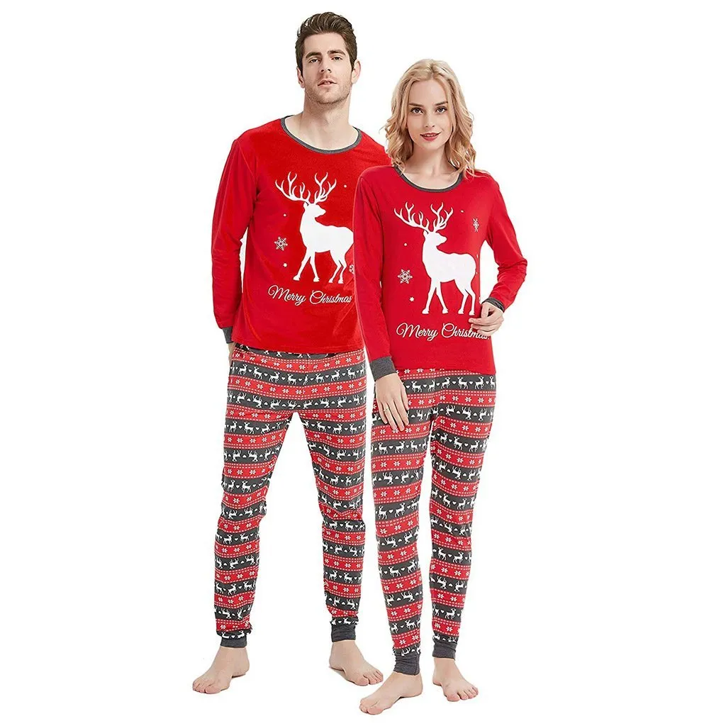 Christmas Reindeer Patterned Family Matching Pajamas Set
