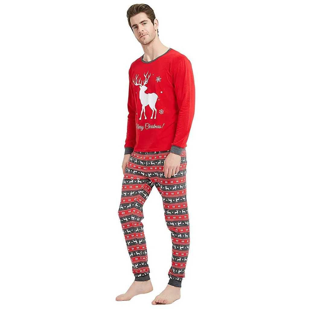 Christmas Reindeer Patterned Family Matching Pajamas Set