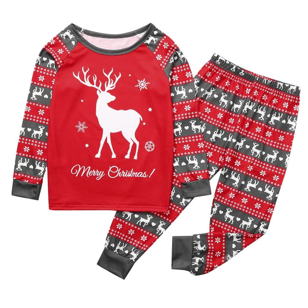 Christmas Reindeer Patterned Family Matching Pajamas Set