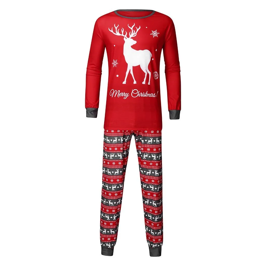 Christmas Reindeer Patterned Family Matching Pajamas Set