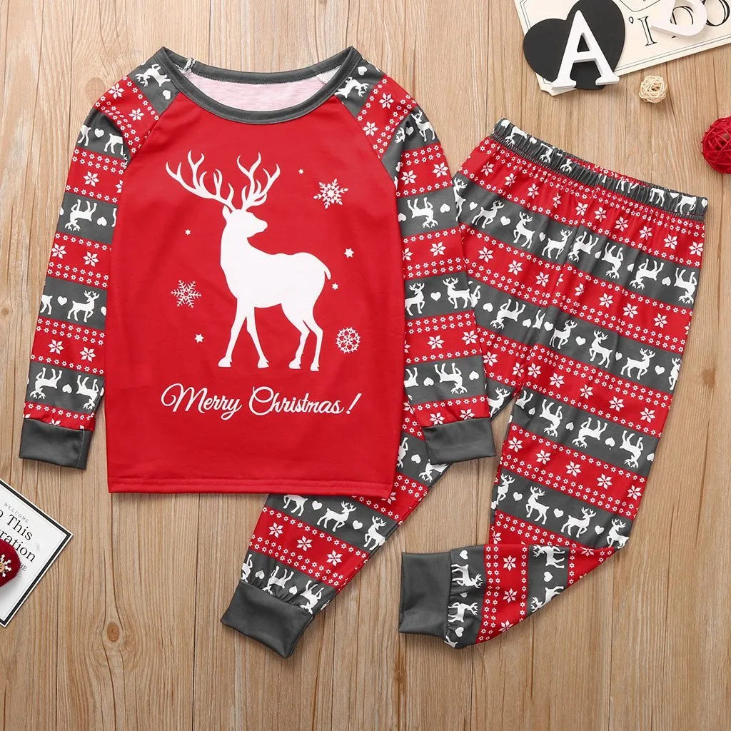 Christmas Reindeer Patterned Family Matching Pajamas Set