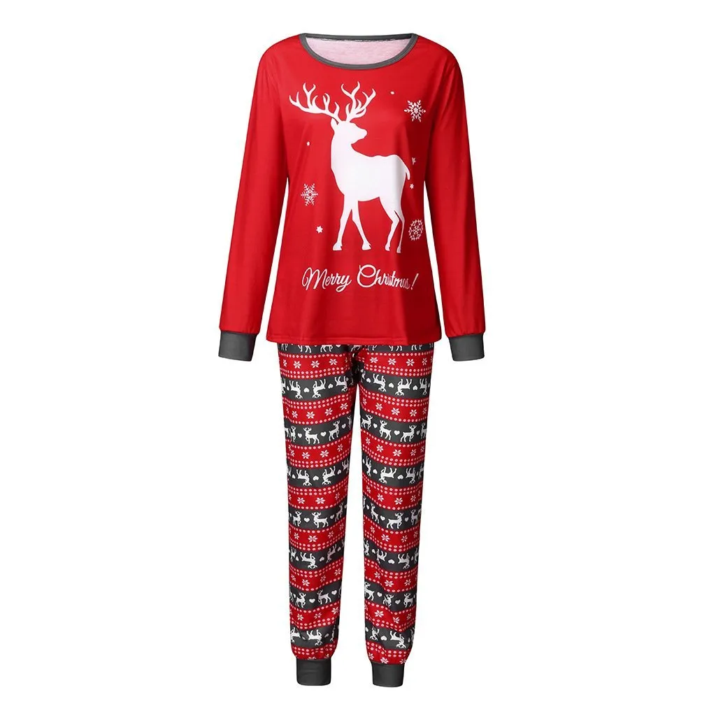Christmas Reindeer Patterned Family Matching Pajamas Set