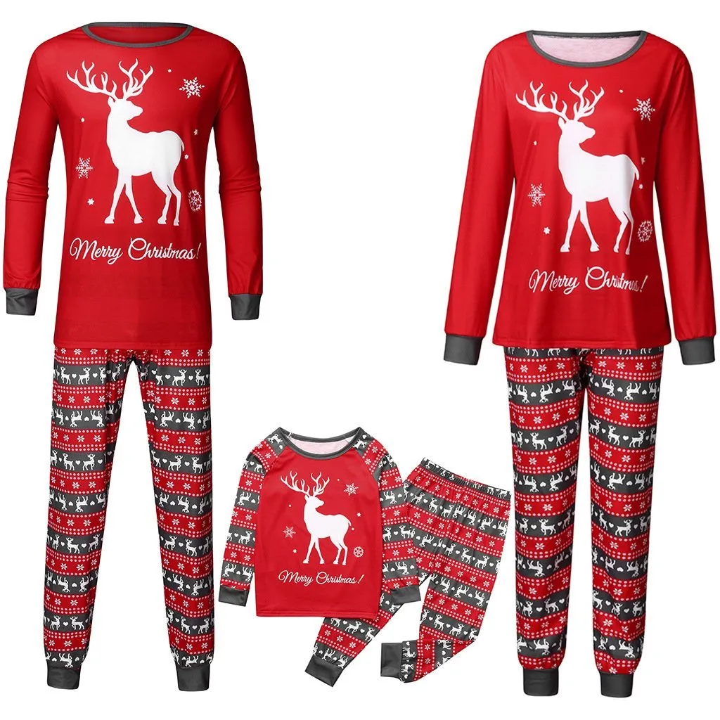 Christmas Reindeer Patterned Family Matching Pajamas Set