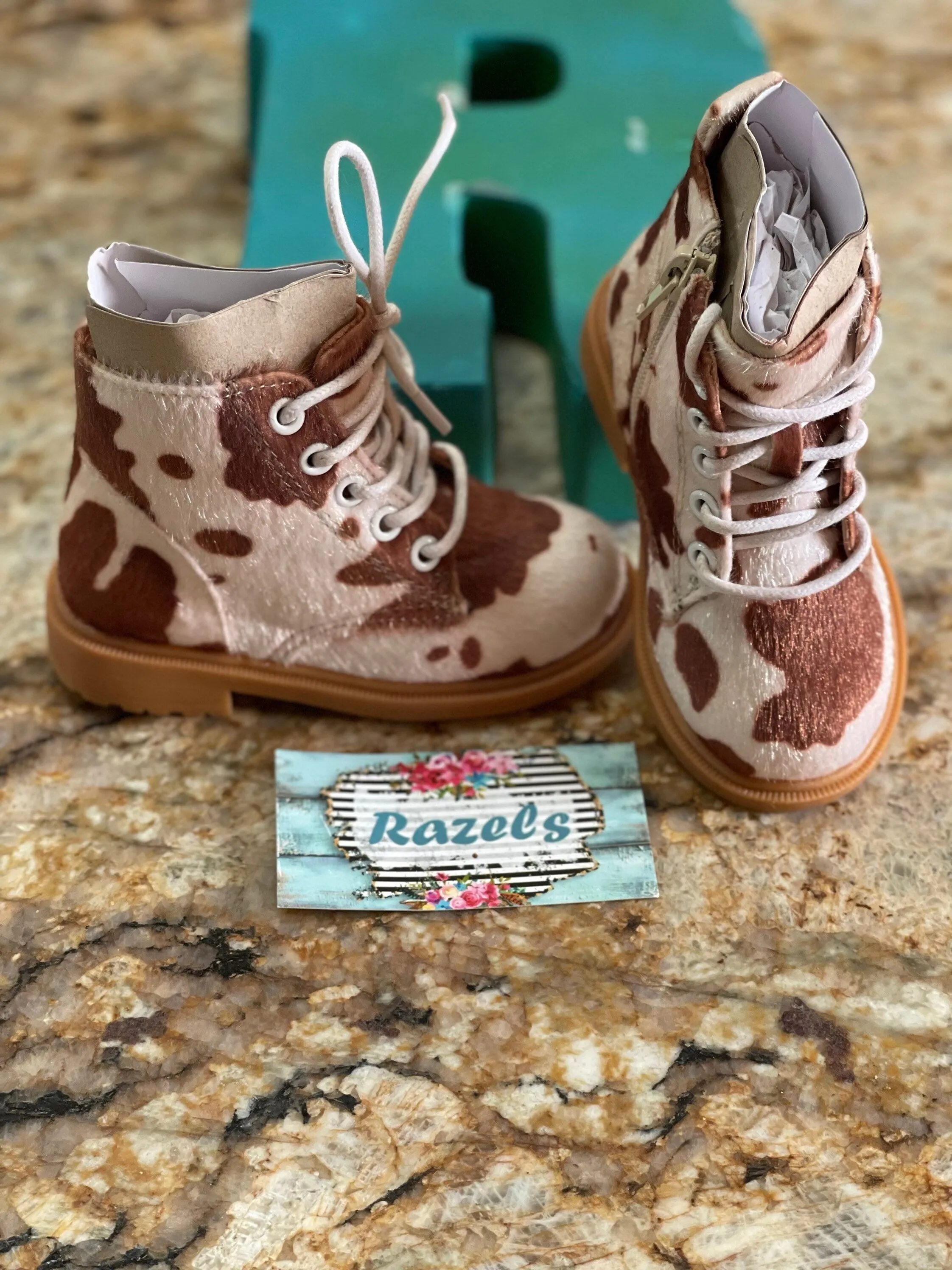 COW print BOOTS Toddler | Western Brown Cow Print Boots Kids, Cowboy Boots size 7