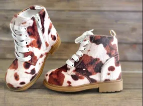 COW print BOOTS Toddler | Western Brown Cow Print Boots Kids, Cowboy Boots size 7