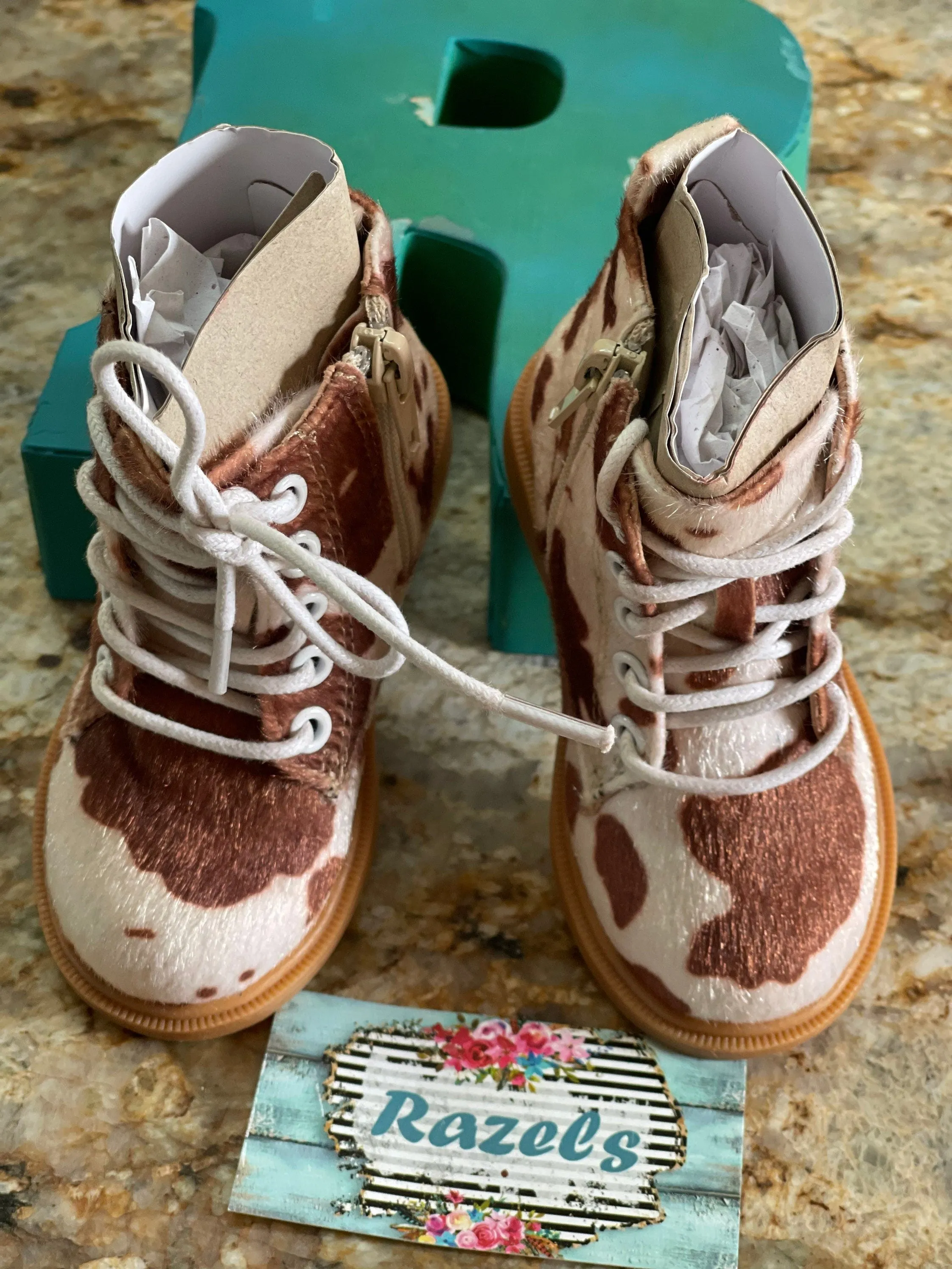 COW print BOOTS Toddler | Western Brown Cow Print Boots Kids, Cowboy Boots size 7