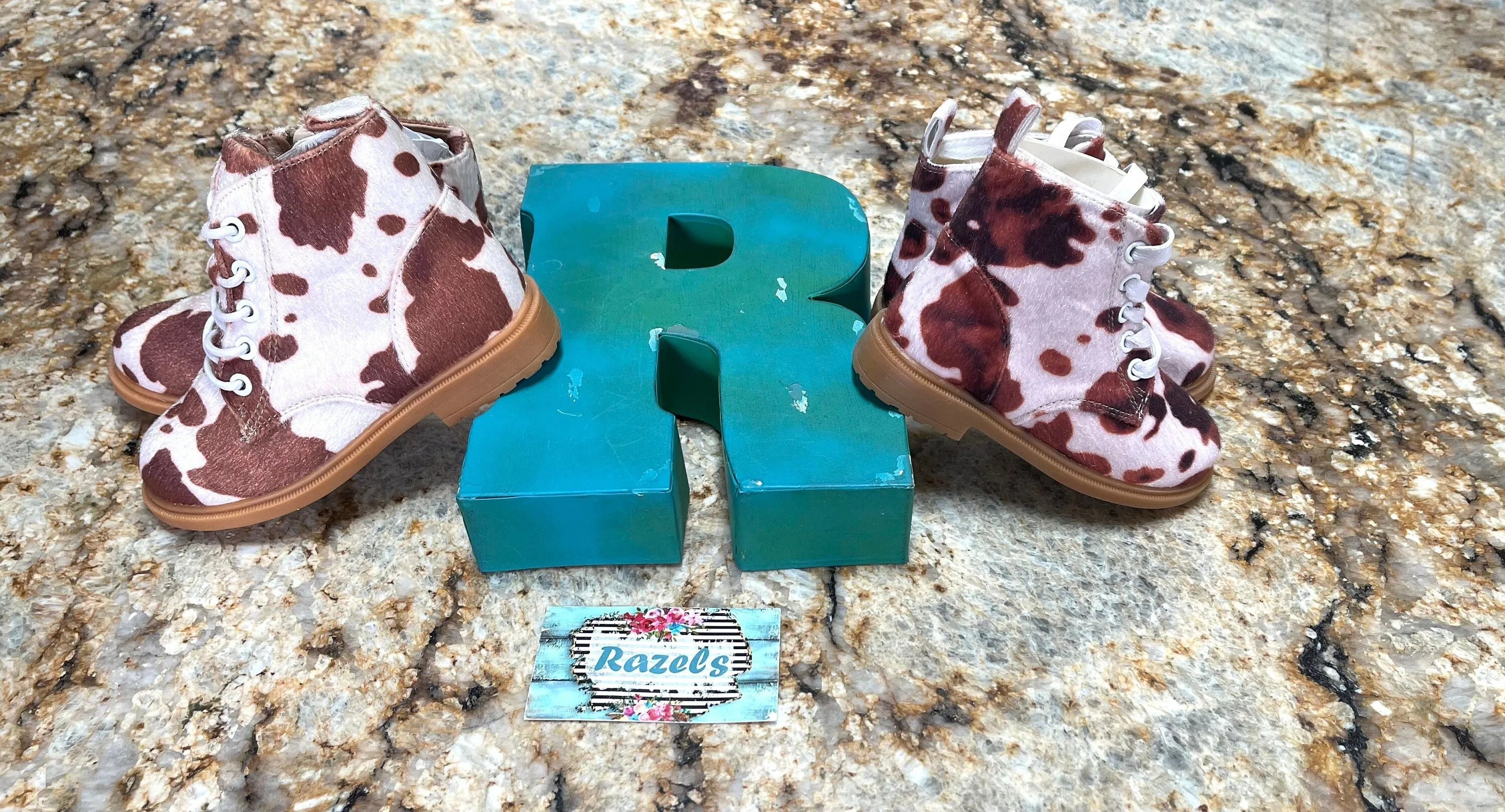 COW print BOOTS Toddler | Western Brown Cow Print Boots Kids, Cowboy Boots size 7