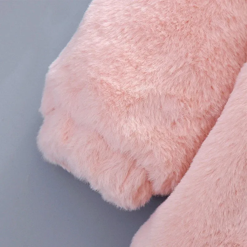 Cute Rabbit Ears Plush Baby Jacket Girls Coat Fall Winter Warm Hooded Outerwear Toddler Girl