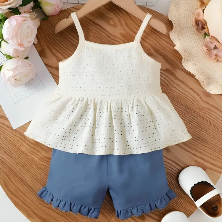 Cute White Summer Top Outfit Set
