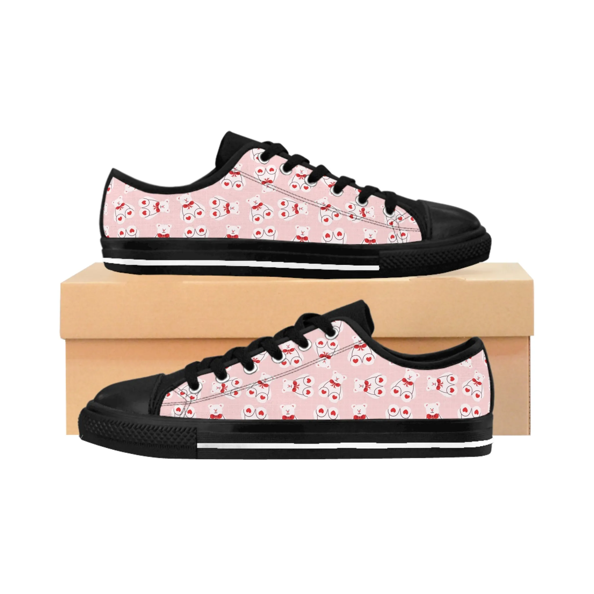 Cute White Teddy Bear Women's Sneakers