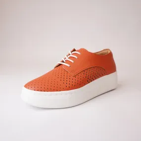Derby City Punch Tangerine Leather Lace Up Flats