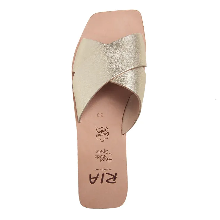 Eterna Spanish Leather Slide in Bubbly Gold