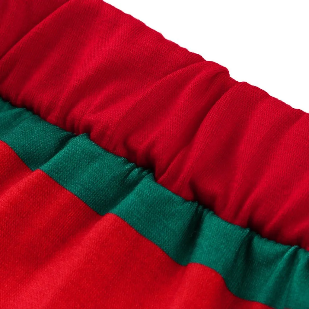 Family Matching Christmas Tree Print Striped Pajamas Set
